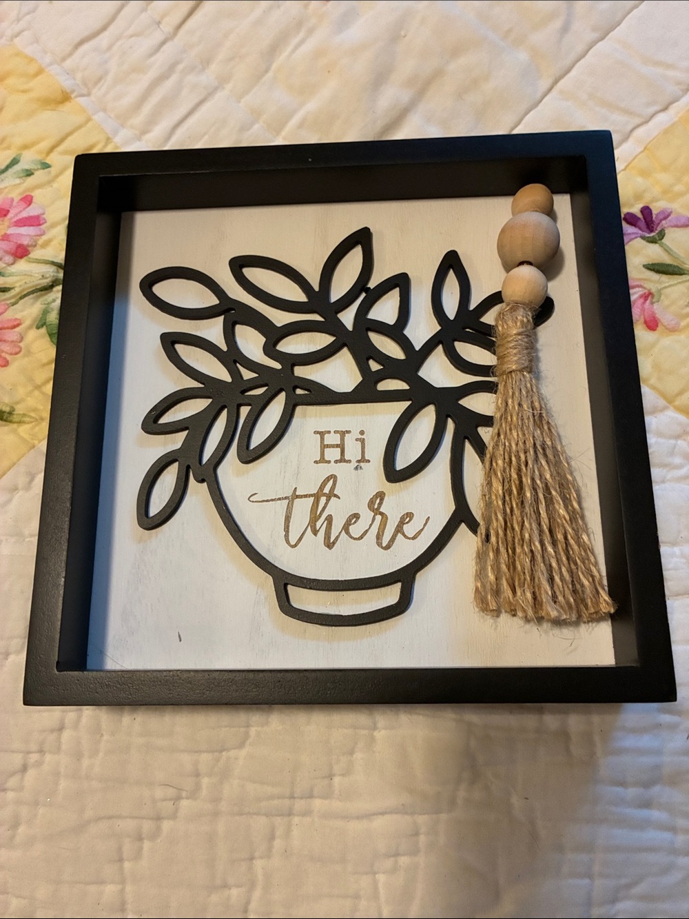 Hobby Lobby Black and Natural Tassel Plant Wall Art